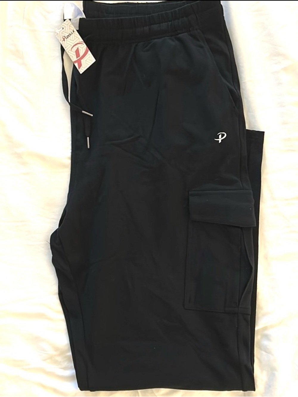 Pudolla Men’s Size XXL Solid Black Cargo Style Sweatpants Cotton Blend Pants